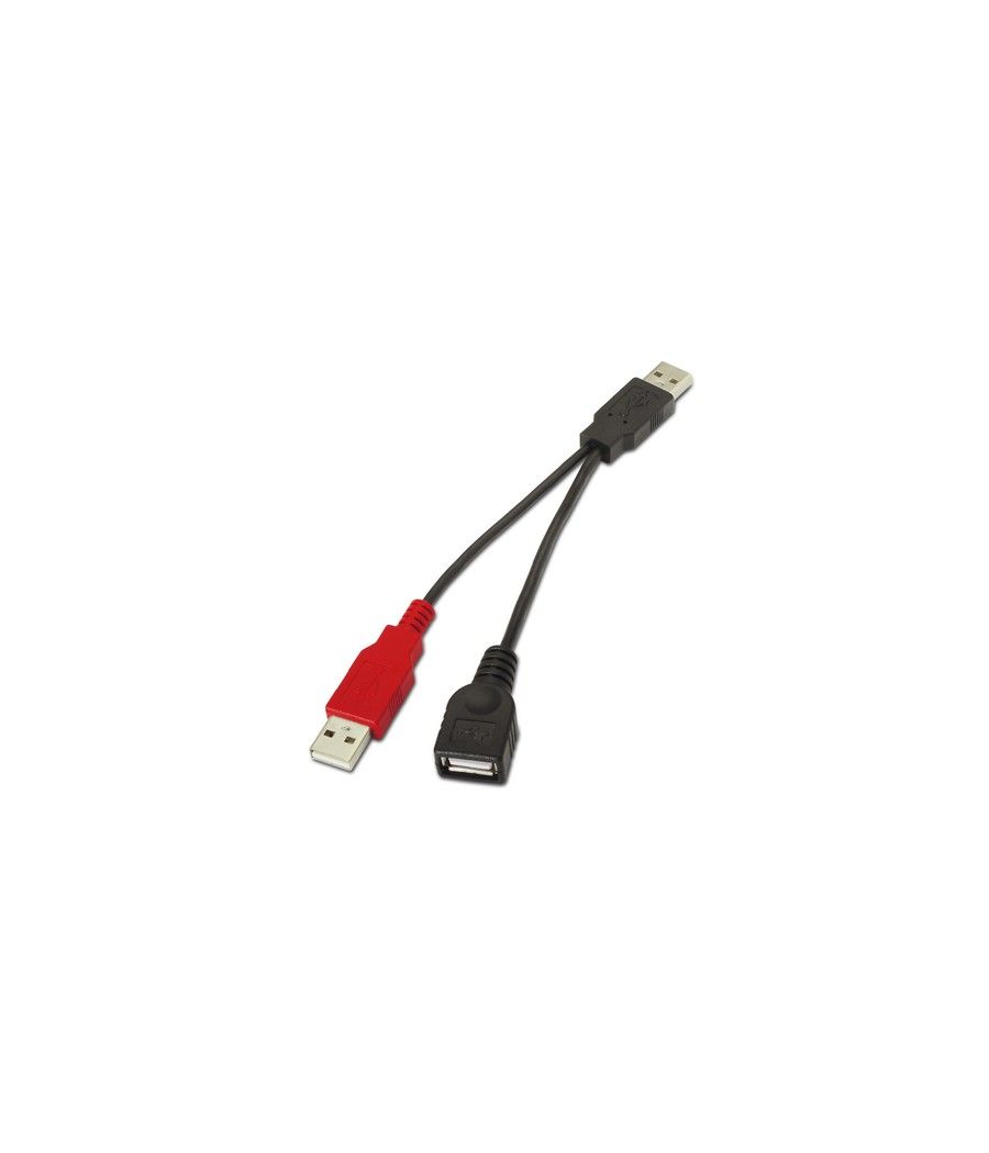 Cable usb 2.0 + alimentación aisens a101-0030/ usb hembra + usb macho - usb macho/ 15cm/ negro/ rojo - Imagen 2
