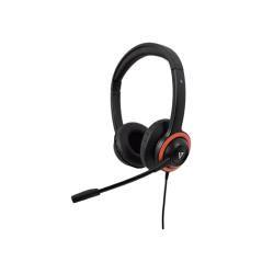 V7 Auriculares Safesound Education k-12 con micrófono, volumen limitado, antimicrobiano, cable de 2 m, 3,5 mm, ordenador portáti