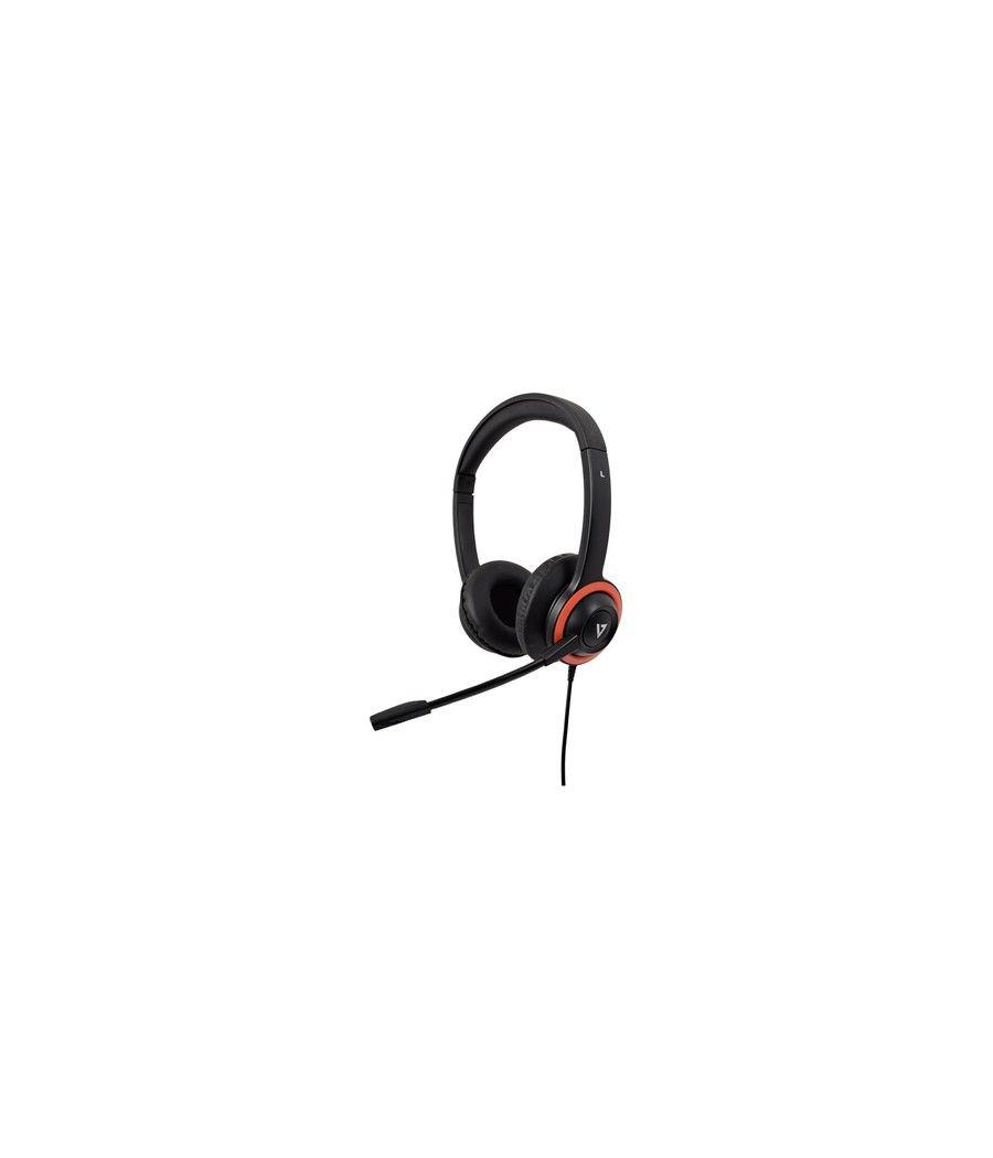 V7 Auriculares Safesound Education k-12 con micrófono, volumen limitado, antimicrobiano, cable de 2 m, 3,5 mm, ordenador portáti