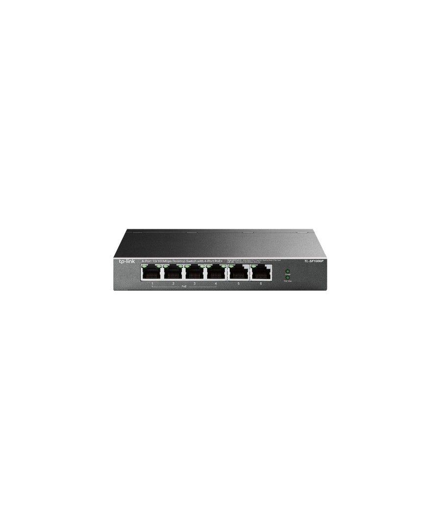 TP-LINK TL-SF1006P switch Fast Ethernet (10/100) Energía sobre Ethernet (PoE) Negro - Imagen 1