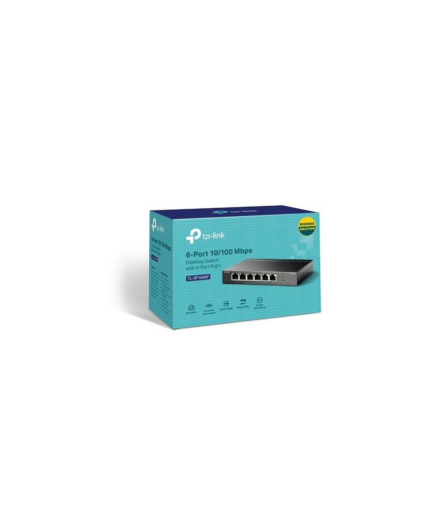 TP-LINK TL-SF1006P switch Fast Ethernet (10/100) Energía sobre Ethernet (PoE) Negro - Imagen 3