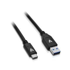 V7 Cable USB negro con conector USB 3.1 A macho a USB-C macho 1m 3.3ft - Imagen 1