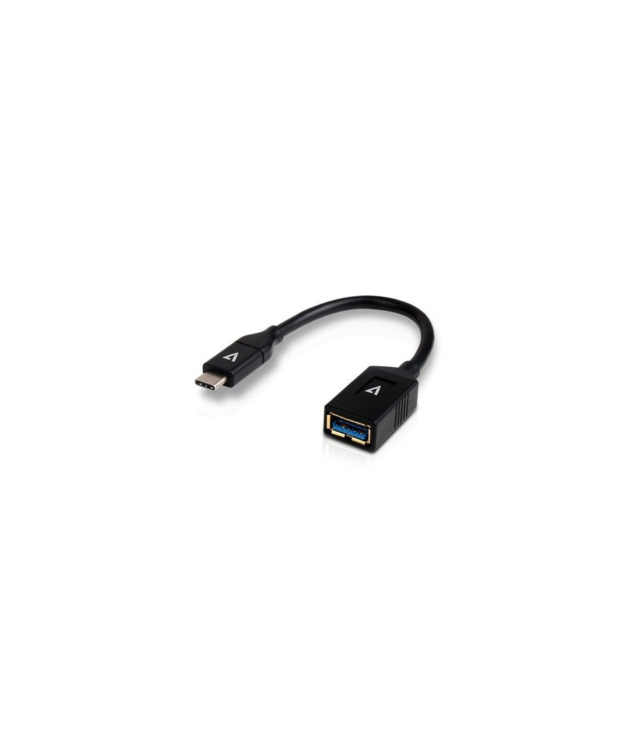 V7 Cable USB negro con conector USB 3.0 A hembra a USB-C macho 0.3m 1ft - Imagen 1