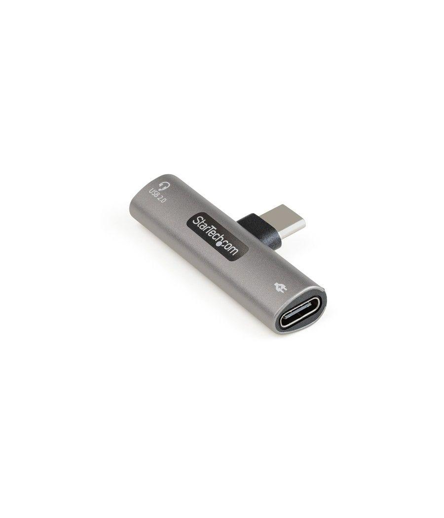 StarTech.com Adaptador de Audio y Carga USB-C - Adaptador de Audio USB Tipo C con USB-C para Auriculares con Micrófono y Pass Th