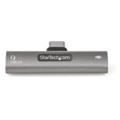 StarTech.com Adaptador de Audio y Carga USB-C - Adaptador de Audio USB Tipo C con USB-C para Auriculares con Micrófono y Pass Th