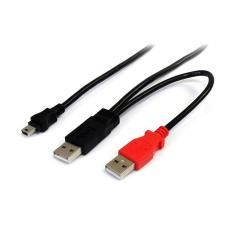 StarTech.com Cable de 1,8m USB 2.0 en Y para Discos Duros Externos - Cable Mini B a 2x USB A