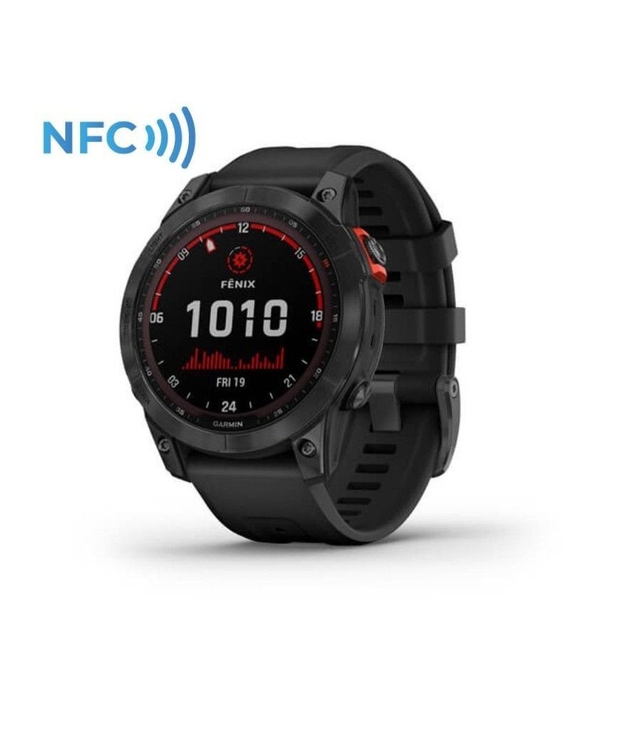 0.306smartwatch garmin fénix 7 solar/ notificaciones/ frecuencia cardíaca/ gps/ plata y negro - Imagen 1