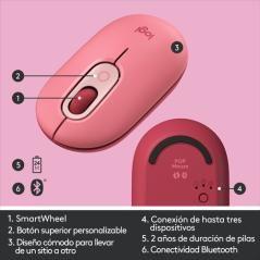 Logitech POP Mouse with emoji ratón Ambidextro RF inalámbrica + Bluetooth Óptico 4000 DPI - Imagen 5