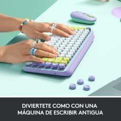 Logitech POP Keys Wireless Mechanical Keyboard With Emoji Keys teclado RF Wireless + Bluetooth QWERTY Español Color menta, Viole