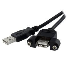 StarTech.com Cable de 91cm USB 2.0 para Montar Empotrar en Panel - Extensor Macho a Hembra USB A - Negro - Imagen 1