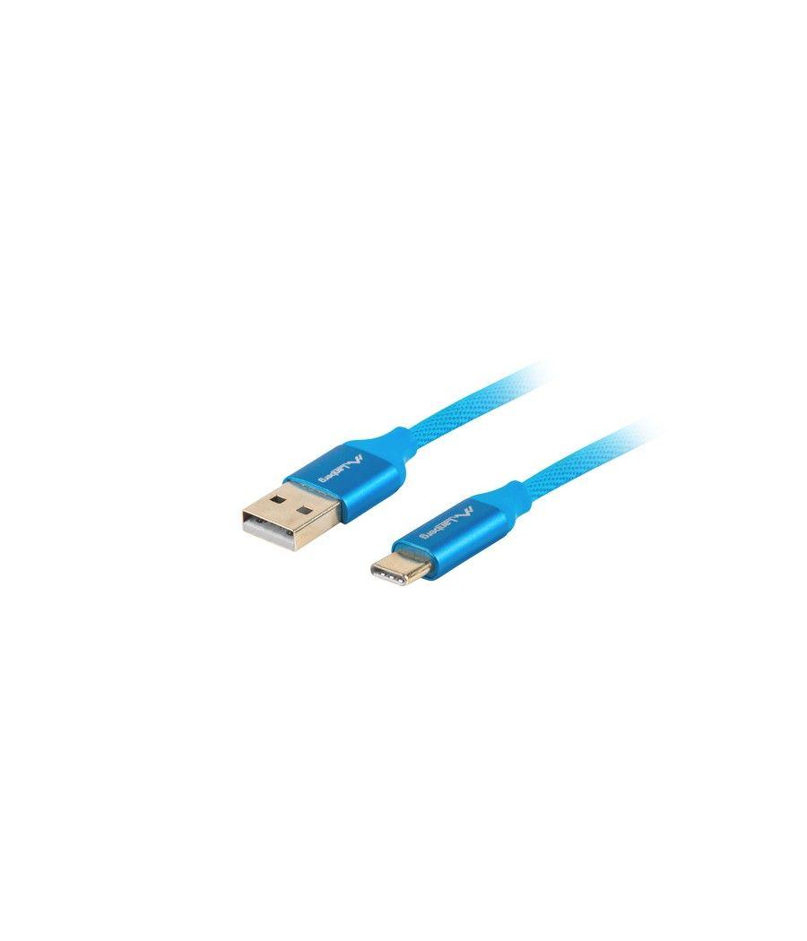 Cable usb lanberg 2.0 macho - usb tipo c macho quick charge 3.0 1m azul - Imagen 1