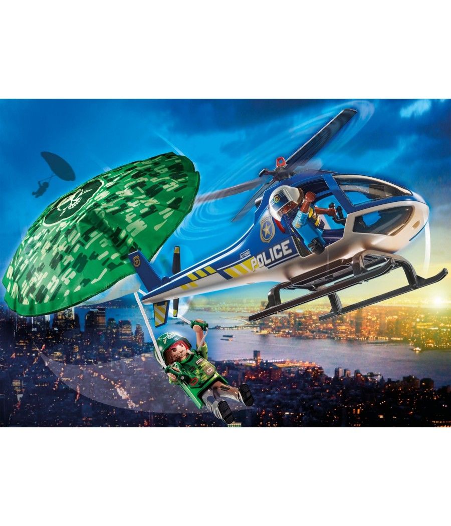 Playmobil ciudad helicoptero de policia persecucion en paracaidas - Imagen 1