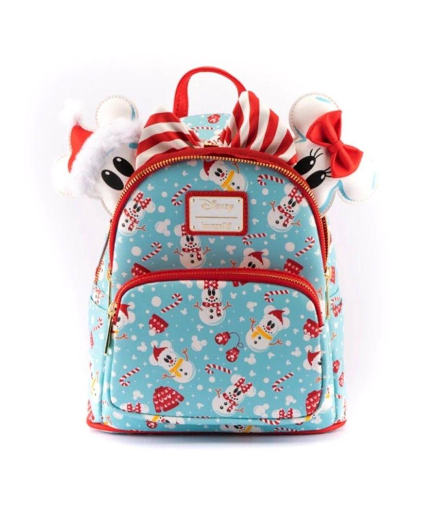 Mochila loungefly disney minnie y mickey muñecos de nieve + diadema - Imagen 1