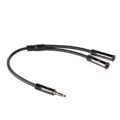 Cable divisor de audio ewent jack 3.5mm macho a jack 3.5mm hembra x2 negro 0.15m