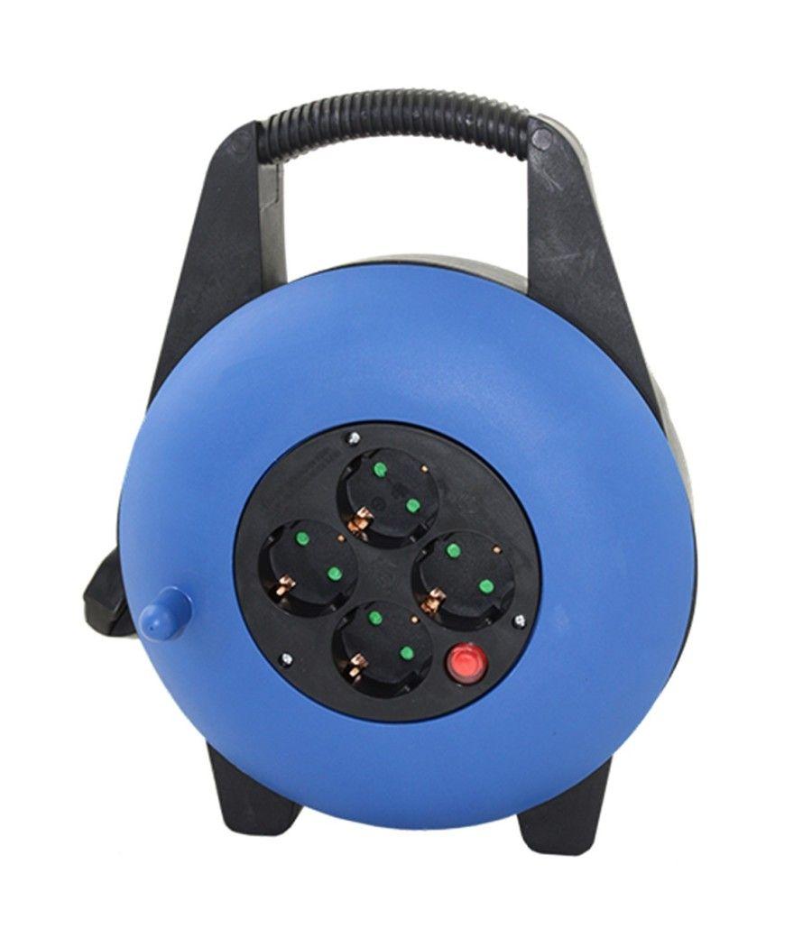 Regleta alargadera enrollacables 4 tomas -  10m -  16a -  250v -  3x1.5mm -  color azul - Imagen 1