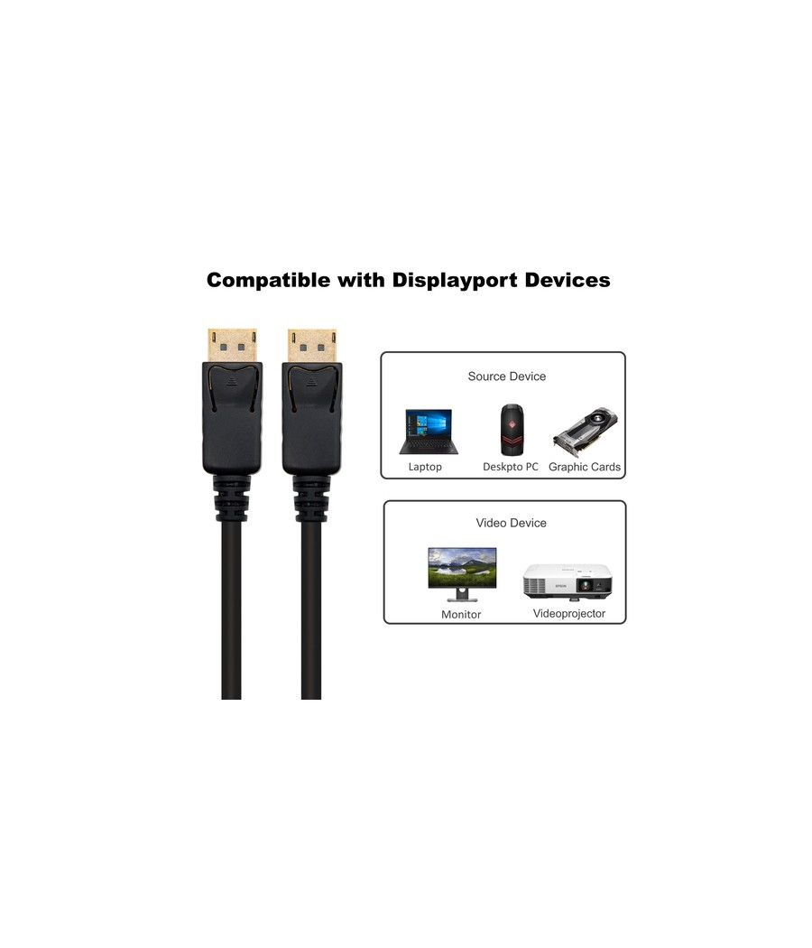 Cable ewent displayport v1.4 - 8k - 60hz - 2m - Imagen 5
