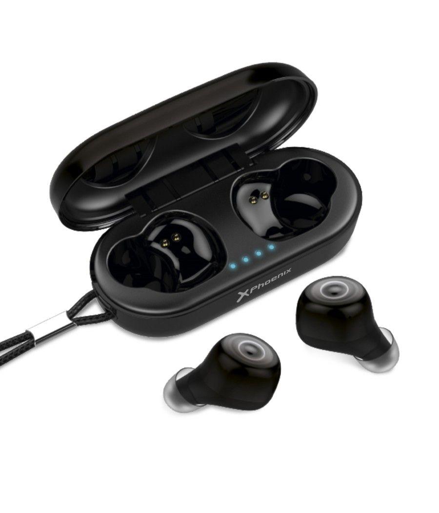 Auriculares tactiles phoenix earbuds bluetooth 5.0 - hasta 5 + 15 horas autonomia - chipset realtek - sistema cancelacion de son