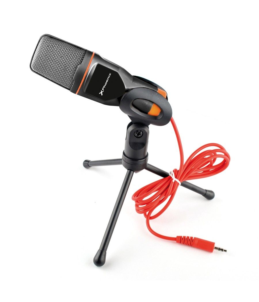 Microfono multimedia phoenix phpodcaststudio jack 3.5mm para ordenador portatil - pc -   tablet - smartphone - incluye tripode  