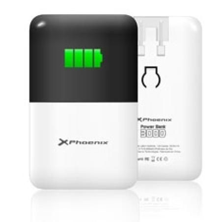 Cargador ac + bateria portatil 2 en 1  phoenix power bank 3000 ma  ipad - iphone - tablet - moviles - smartphones - mp4 - gps - 